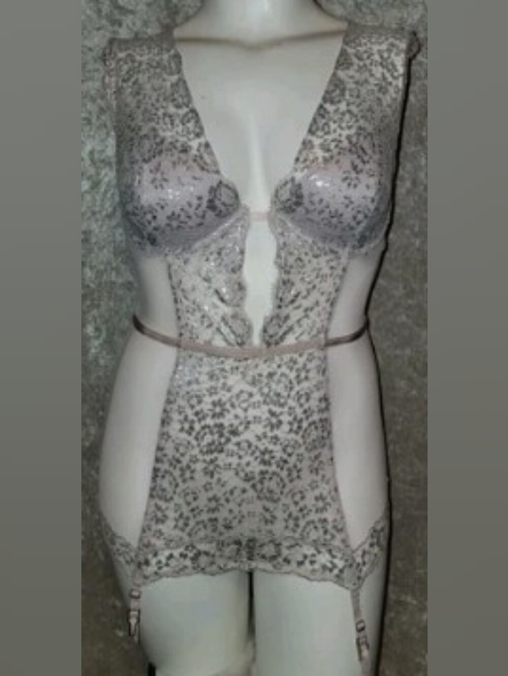 Sheer Lace Garter Chemise - Blush Pink